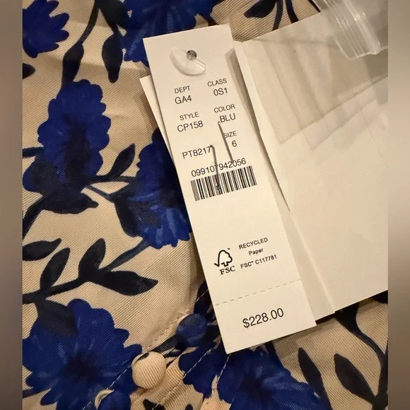 J.Crew Short-sleeve slip dress in indigo daisy print 6 - Picture 5 of 6